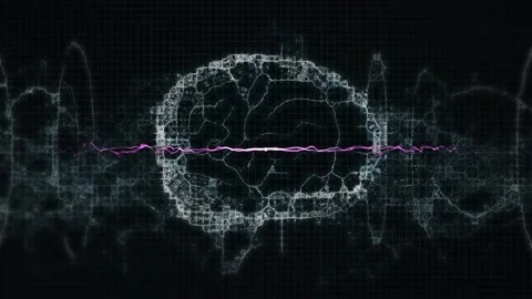 Animation of brain rotating with pink firework exploding on black background Stock Footage 156973161