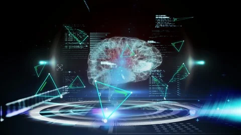 Animation of brain with technology and data processing Stock Footage 126667720