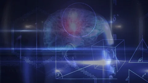 Animation of brain with technology and data processing Stock Footage 126667784