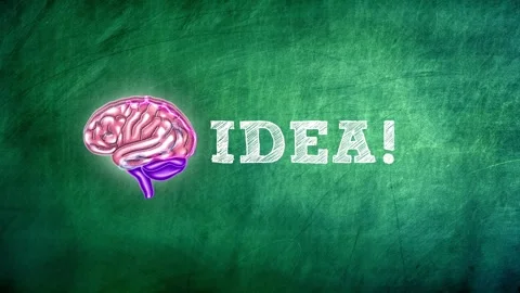 Animation of Brain with the Word 'Idea' in 4K Ultra HD Creative Animated Brain Stock Footage 318367887