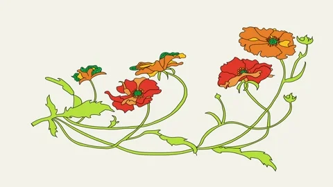 Animation of branch with several flowers. Video stock 271640883