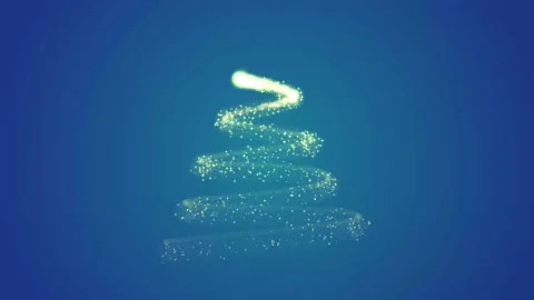Animation of bright appearance of a Christmas tree on a blue background Stock Footage 162037229