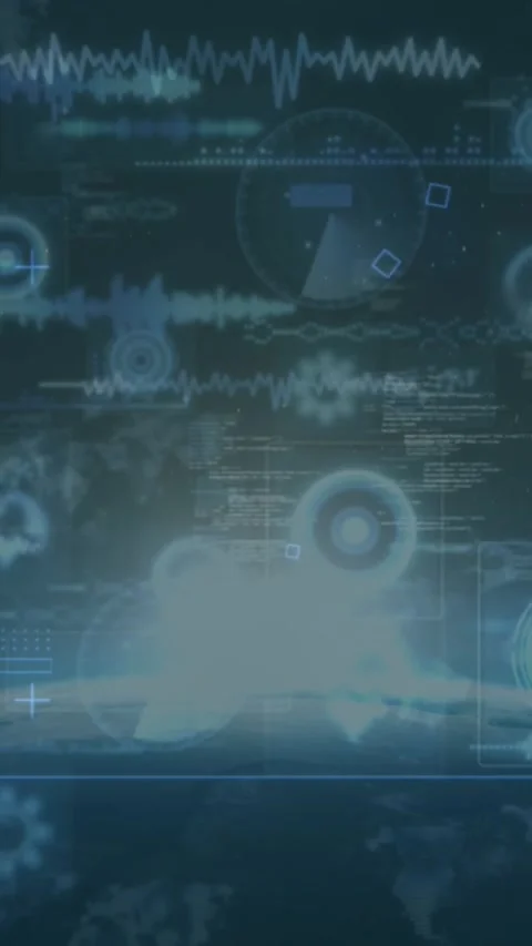 Animation of bright light on globe with hud, infographic data processing on Stock Footage 343995764