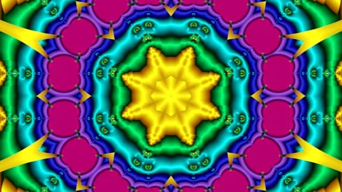 Animation of a bright multi-colored mandala Видео 150557633