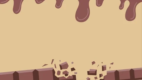 Animation of broken dark chocolate background with chocolate liquid Stock Footage 315194244