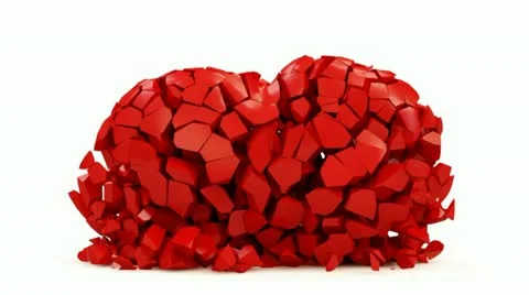 Animation of Broken Red Heart Stock Footage 20551226
