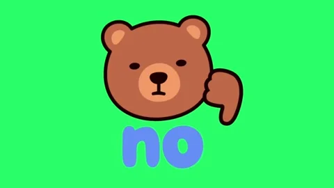 Animation brown bear face with text No on green background. Stock Footage 255349244