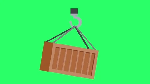 Animation brown container on green background. Stock Footage 255954482