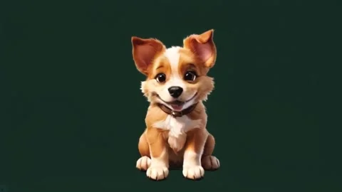 Animation brown dog on black background. Stock Footage 284294314
