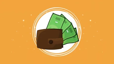 Animation of brown leather wallet with paper money notes inside isolated on.. 動画素材 339214348