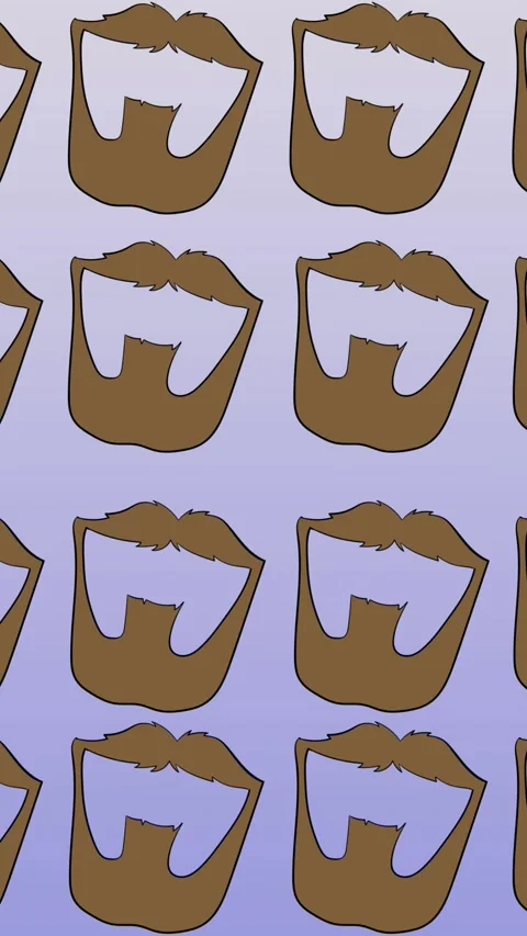 Animation of brown moustache and beard repeated on blue backgroud Video stock 319974114