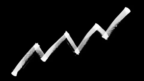 Animation of a brush stroke line representing fluctuating market trends. 動画素材 293807913