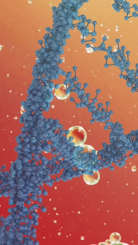 Animation of bubbles over dna strand on orange background Stock Footage 323898104