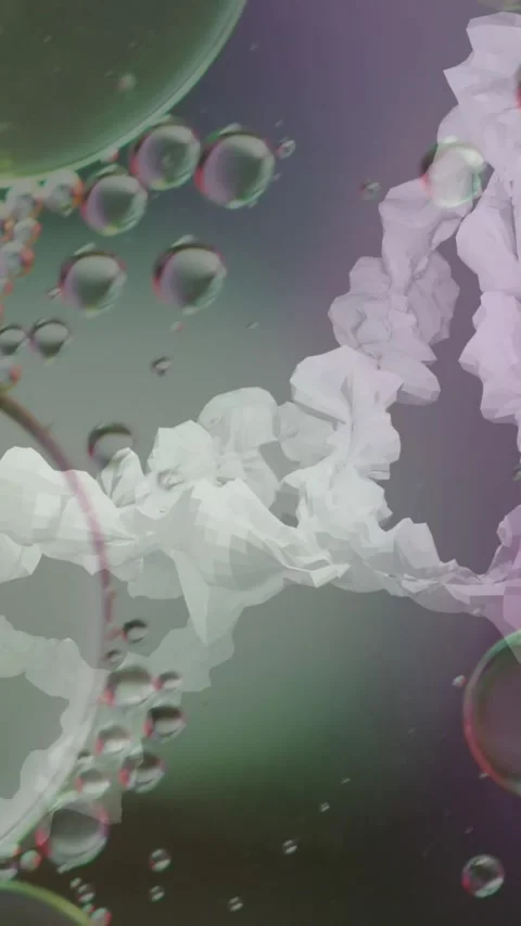 Animation of bubbles over dna strand on blurred background Stock Footage 323898118
