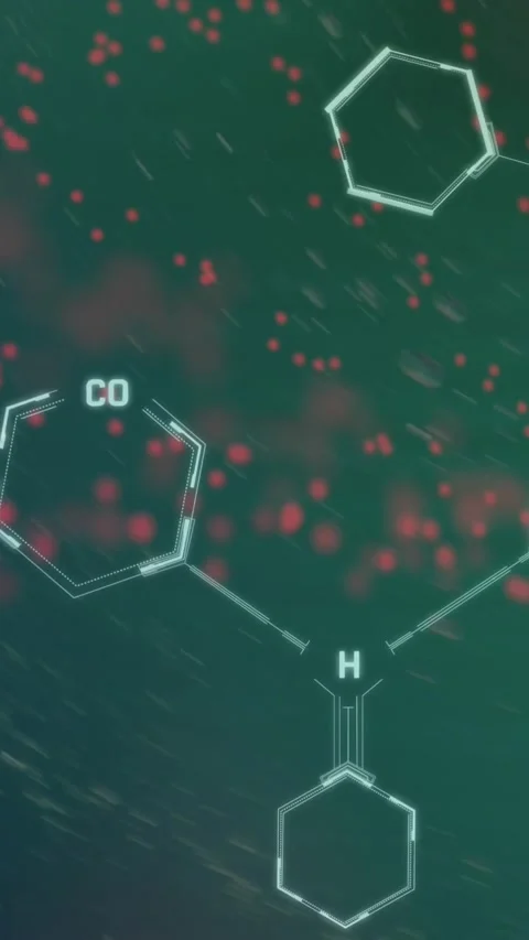 Animation of bubbles over dna strand and chemical formula on green background Stock Footage 323898119