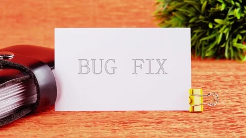 Animation of a BUG FIX word, phrase, or text. Discover how technology concepts Stock Footage 297074150