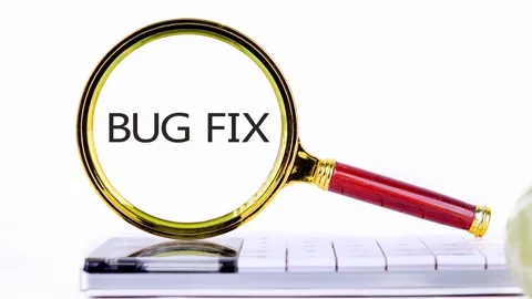 Animation of BUG FIX words. Conceptual bug fix symbol. Copy space. Stock Footage 279962001