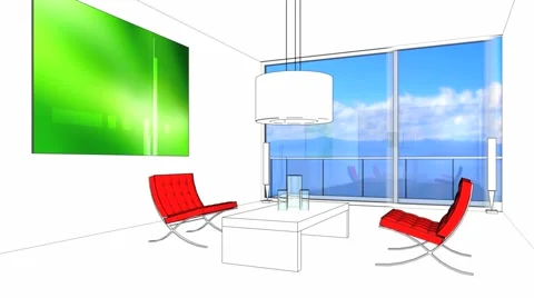 Animation of building a house into the nature Stock Footage 50212865