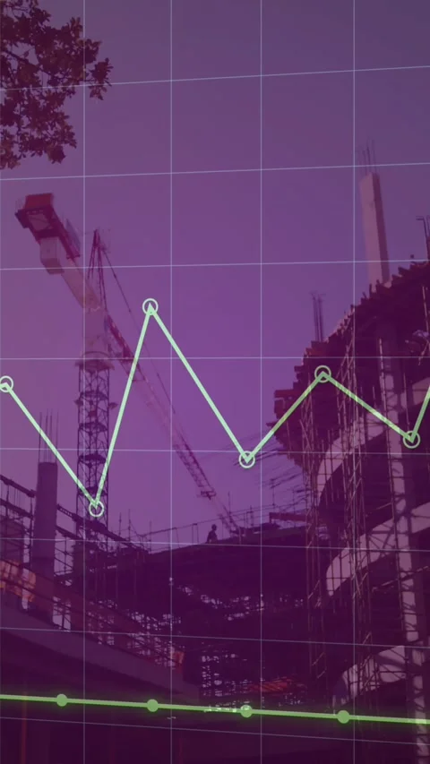 Animation of building site over data processing Vídeos de archivo 323899762