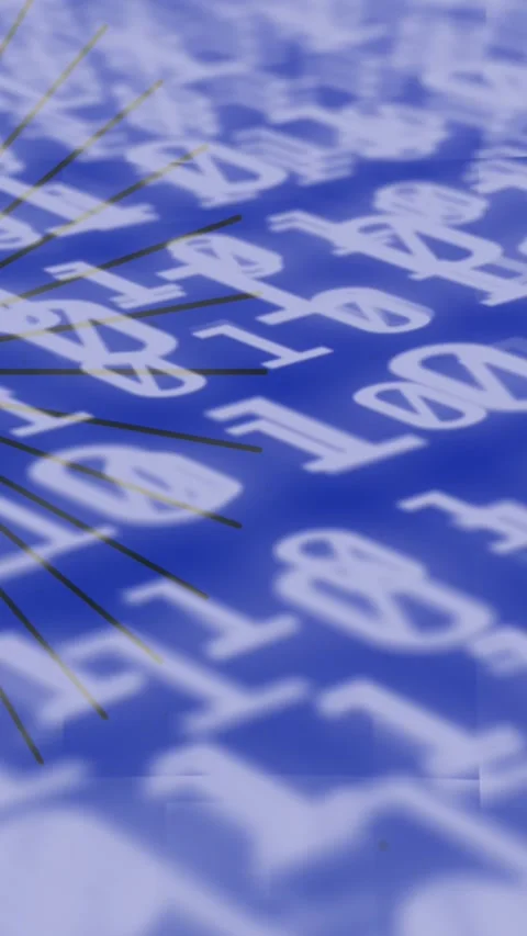 Animation of bulb over hexadecimal code on blue background Stock Footage 344693299