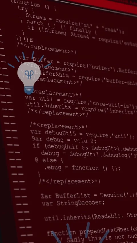 Animation of bulbs floating over data processing on red and black background Stock Footage 322954320