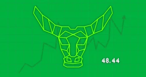 Animation of bull linear shape and graph on transparent background Stock Footage 318271270