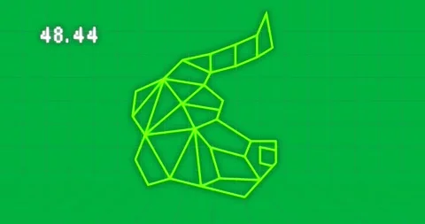 Animation of bull profile linear shape and graph on transparent background Stock Footage 318271272