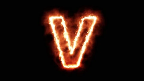 Animation burning letter V on a black background. Stock-Footage 177480152