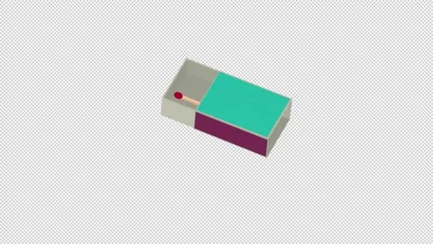 Animation of a burning match. A box of matches. Cartoon Stock Footage 146304052