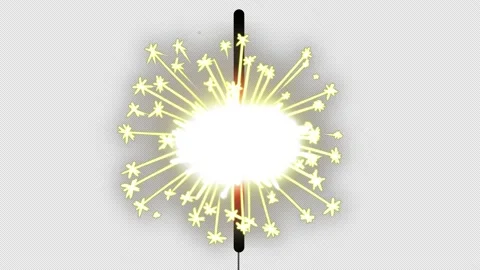 Animation of a burning sparkler on a black screen. Festive shining sparks. Stock Footage 221686331