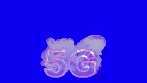 Animation of burning text 5G on a blue background 3D rendering. Stock Footage 157965534