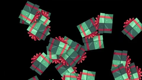Animation of Bursting Christmas Gift Boxes on Black Background Stock Footage 345117869
