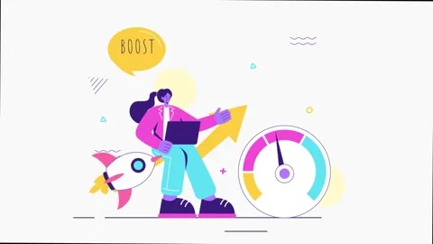 Animation of Business Boost Vector Illustration with a Digital Marketing Rocket Video stock 285021863