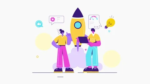 Animation of Business Boost Vector Illustration with a Digital Marketing Rocket Video stock 285021872
