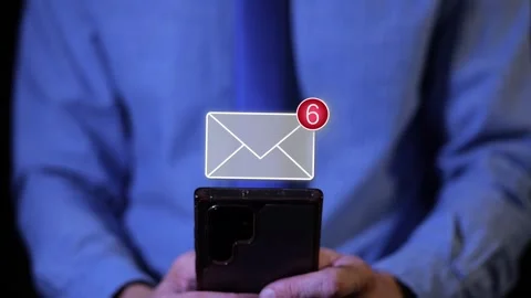Animation of business man checking email on smartphone Stock Footage 330951377