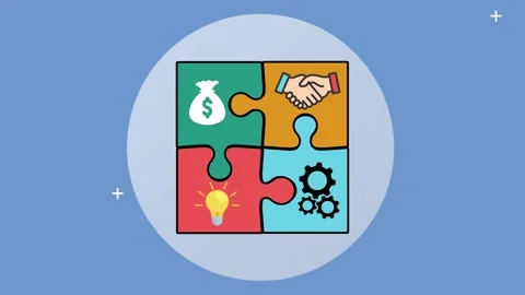 Animation business solution concept puzzle game Stock Footage 286174032