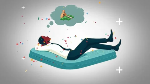 Animation of a businessman floating in the air while lying down Stock Footage 281765964