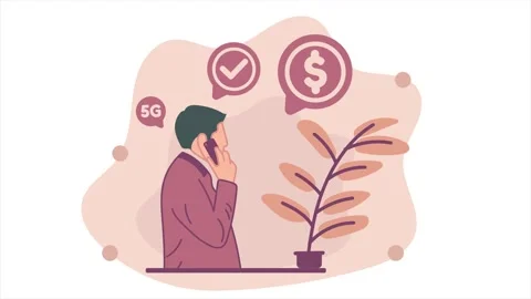 Animation of businessman making a call using a smartphone. discussing business Stock Footage 314750460