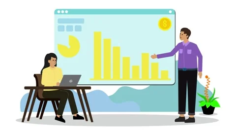 Animation of businessman presenting in front of screen Stock Footage 299773418