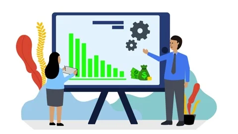 Animation of businessman presenting in front of screen Stock Footage 299773427