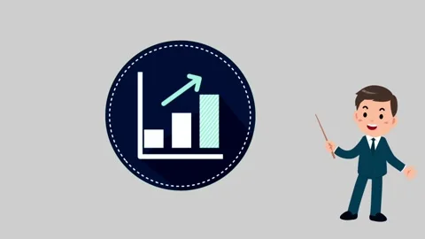 Animation businessman standing presentation on grey background. Stock Footage 252268031