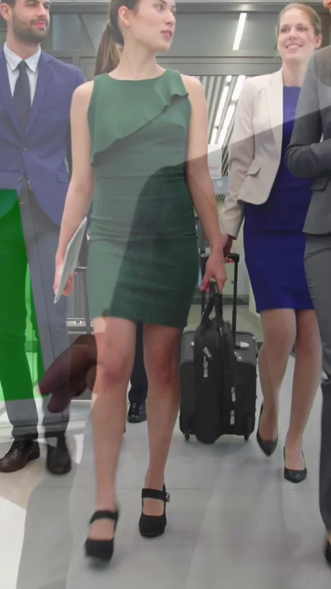 Animation of businessman using laptop with green screen over happy colleagues Stock Footage 344774838