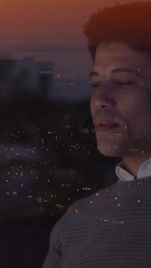 Animation of businessman using phone over data processing and cityscape Stock Footage 343545551