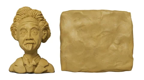 Animation bust of Einstein with the surface for titles. Stock Footage 41859349