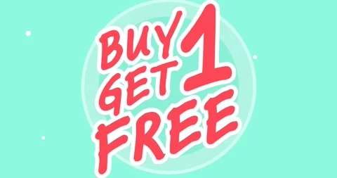 Animation of buy one get one free text over circles Stock Footage 329978173
