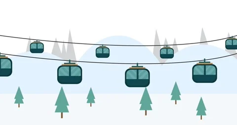 Animation cable car on mountain snow Stock Footage 323144584