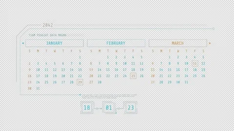 Animation of the calendar in HUD style. Stock Footage 160358230