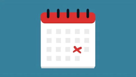 Animation calendar icon with a cross or X on blue background. Calendar page with Stock Footage 166420280