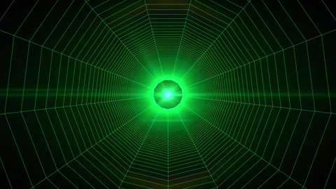 Animation of camara going into digital spider web green effect Stockbeeldmateriaal 330052417