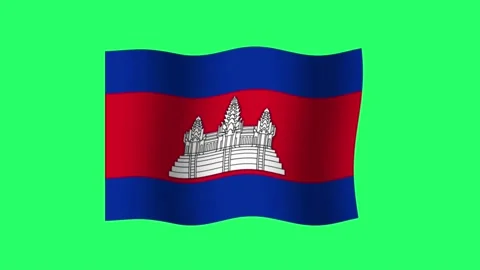 Animation Cambodian flag on green background. Stock Footage 199168562